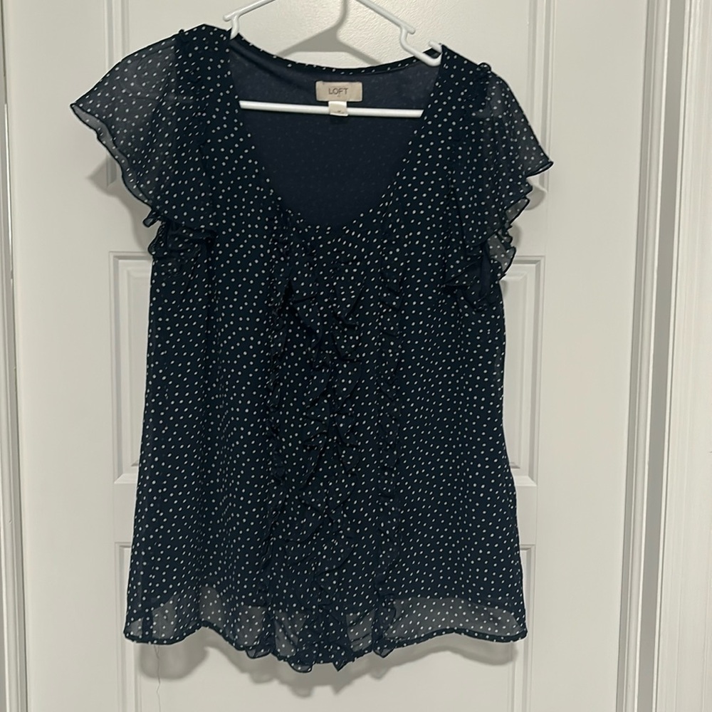 Navy Blue Polkadot Blouse from Loft